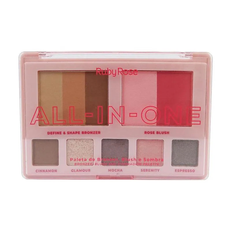 PALETA DE BRONZER, BLUSH E SOMBRA - ALL IN ONE - RUBY ROSE