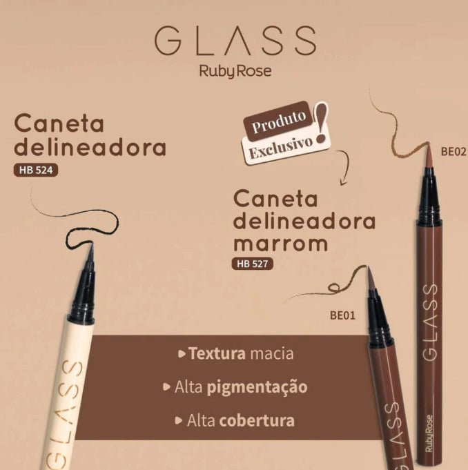 CANETA DELINEADORA MARROM GLASS - RUBY ROSE