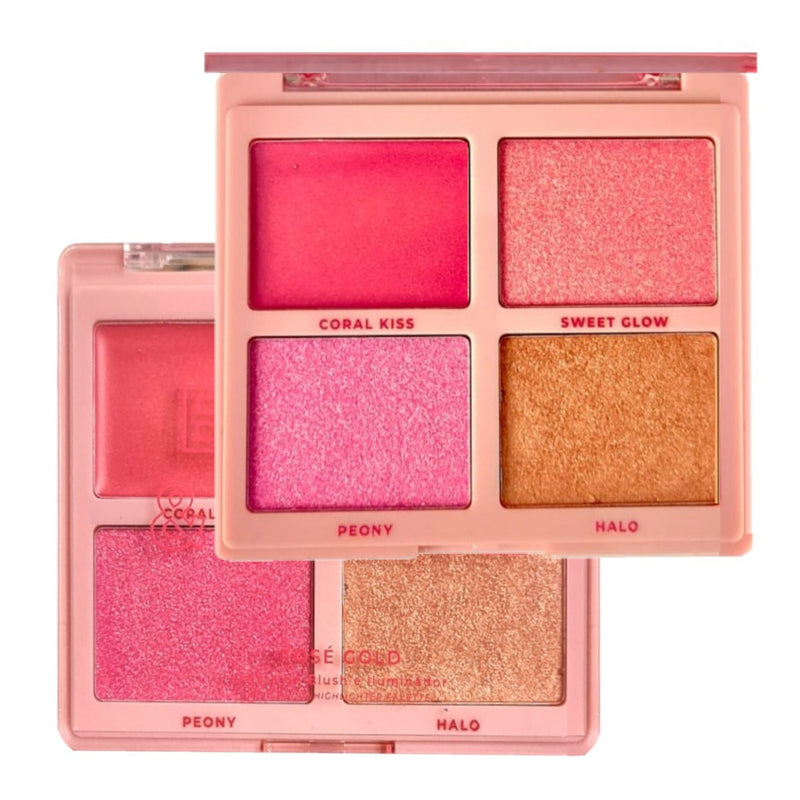 PALETA BLUSH E ILUMINADOR ROSE GOLD - RUBY ROSE