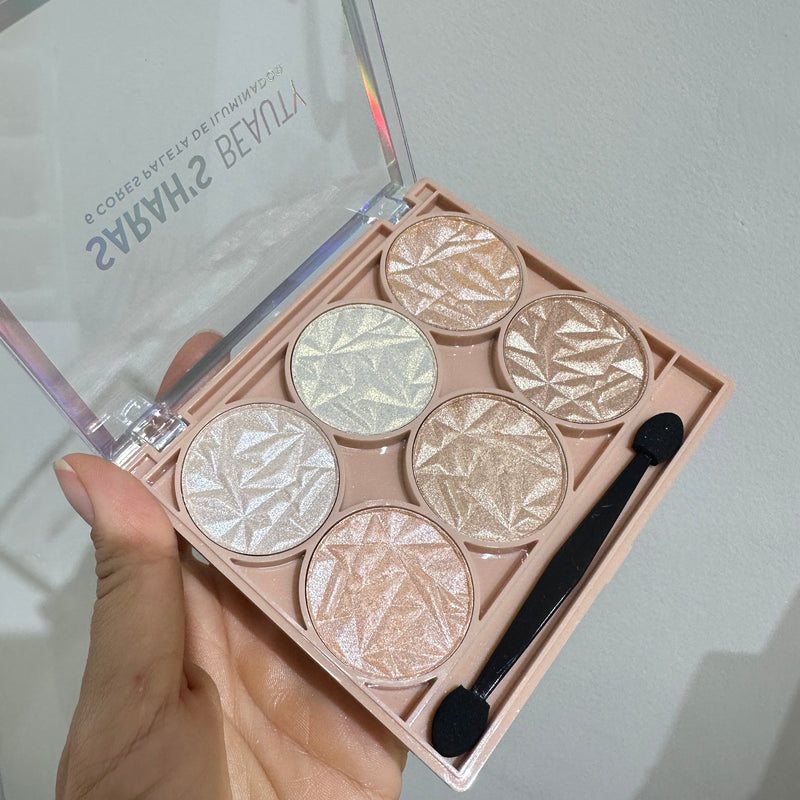 PALETA DE ILUMINADOR 6 CORES - SARAH'S BEAUTY