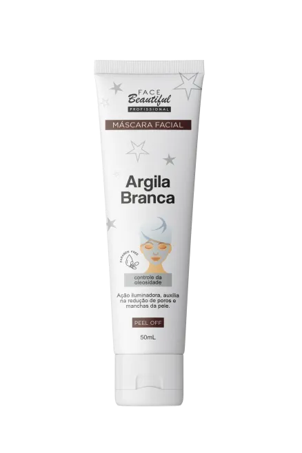 MÁSCARA FACIAL PEEL OFF ARGILA BRANCA - FACE BEAUTIFUL