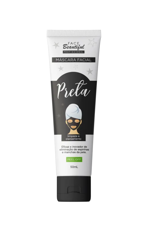MÁSCARA FACIAL PRETA BISNAGA - FACE BEAUTIFUL